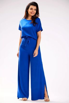 Wiązane szerokie spodnie w stylu greckim (Niebieski, XL)