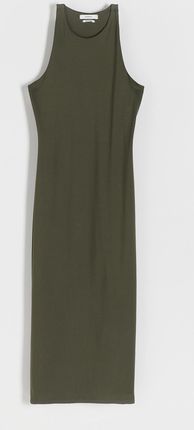 Reserved - Dopasowana sukienka maxi - Khaki