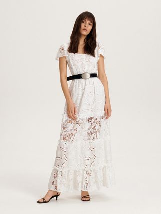 Reserved - Koronkowa sukienka w stylu boho - Biały
