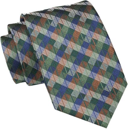 Męski Krawat Angelo di Monti - Kolorowy w Kratkę KRADM2032