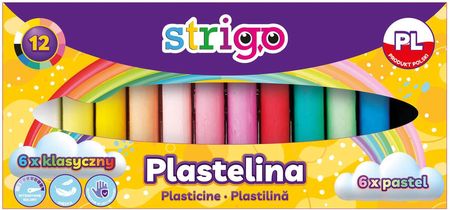 Plastelina STRIGO, 12 kolorów (6 klasycznych, 6 pastelowych)