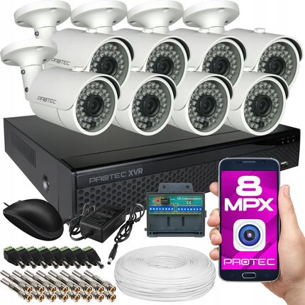 Protec Zestaw Monitoringu Premium 8 Kamer 8Mpx 4K Bez Hdd