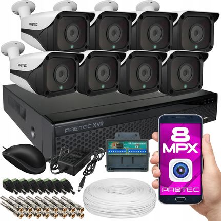 Protec Monitoring Firmy Domu 8 Kamer 4K 8Mp Bez Hdd