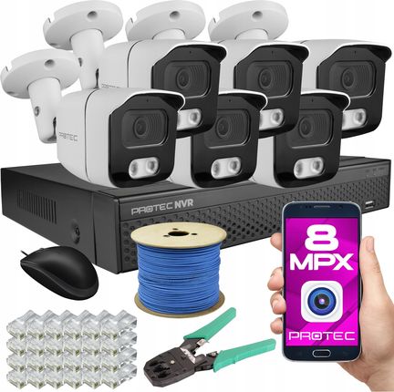 Protec Cyfrowy Monitoring 6 Kamer Ip 8Mpix 4K Bez Dysku