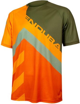 Koszulka Rowerowa Endura Singletrack Print Tee Ltd Pomarańczowy-Oliwkowy