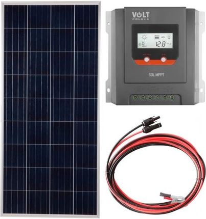 Zestaw panel fotowoltaiczny Volt Polska POLI 180W 18V [1480 x 670 x 35 x 30 mm] + Regulator solarny SOL MPPT 20A BT + 2x kabel 2x4m 2,5mm2