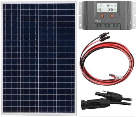 Zestaw panel fotowoltaiczny Volt Polska POLI 110W 18V [1016 x 670 x 30 x 25 mm] + Regulator solarny SOL MPPT 10A + 2x kabel 2x4m 2,5mm2