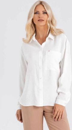 Wiskozowa koszula damska oversize (Biały, L)