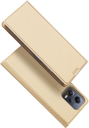 Dux Ducis Skin Pro Etui Do Xiaomi Redmi Note 12 5G / Poco X5 5G Pokrowiec Z Klapką Portfel Na Kartę Podstawka Złote