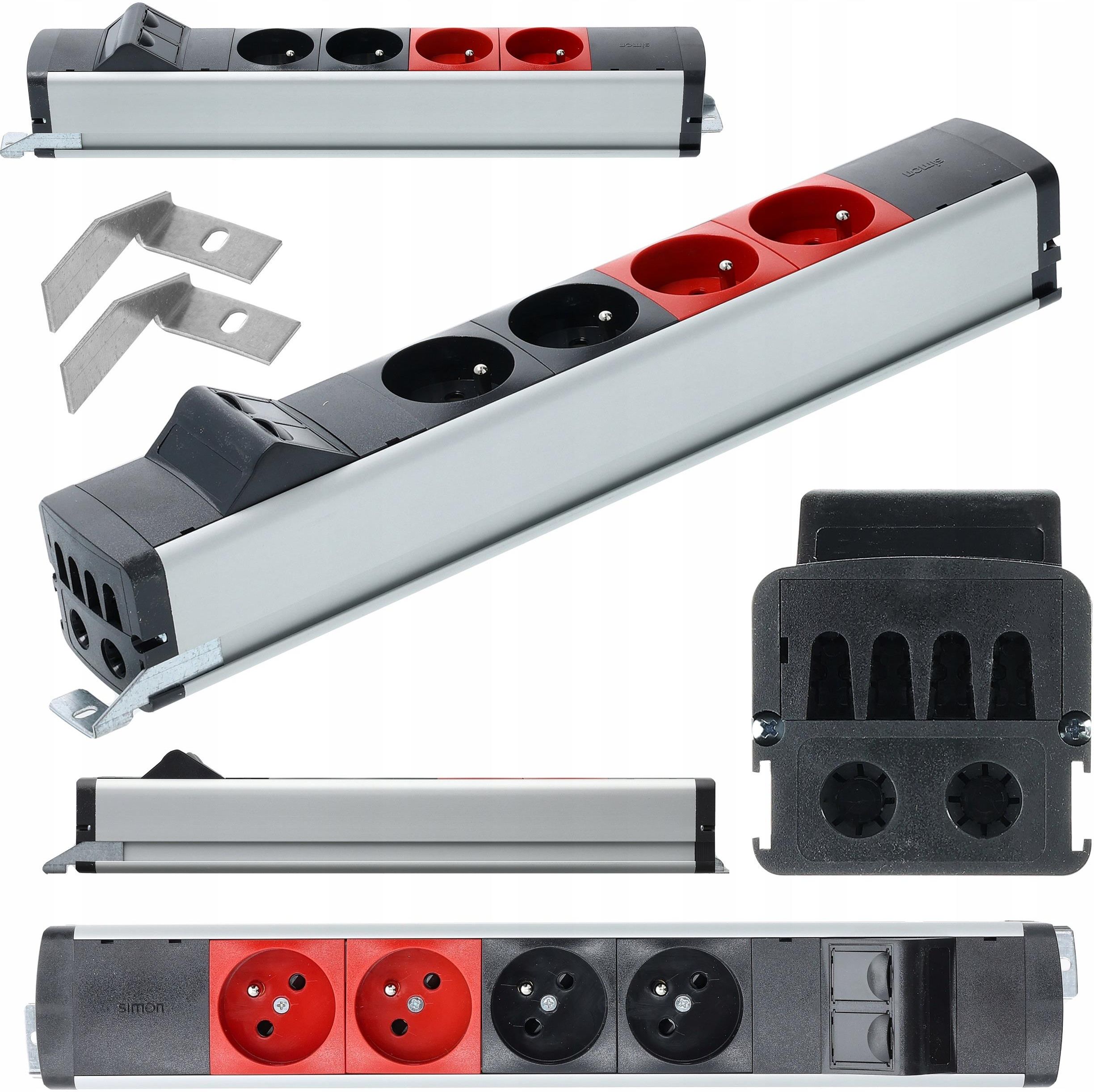 Simon Rj45 Rack Listwa zasilająca Simon 480 Listwa zasilająca 4xGN 2x RJ45 czarna ...
