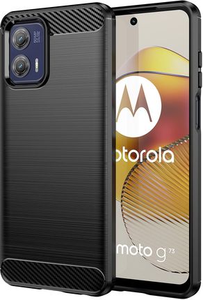 Hurtel Carbon Case Etui Do Motorola Moto G73 5G Elastyczny Silikonowy Karbonowy Pokrowiec Czarne