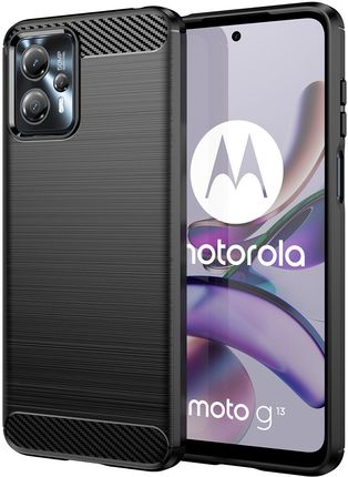 Hurtel Carbon Case Etui Do Motorola Moto G53 / G13 Elastyczny Silikonowy Karbonowy Pokrowiec Czarne