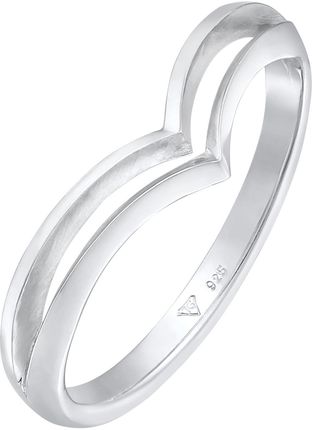 Elli Pierścień Damski pierścionek V do łączenia Geo Basic Trend ze srebra próby 925 Sterling Silver Pierścionki