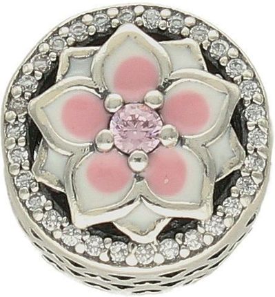 Diament Charms Moments srebrny 925 okrągły 'Różowy kwiatek'