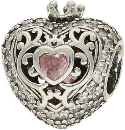 Diament Charms Moments srebrny 925 'Serduszko z różową cyrkonią i koroną'