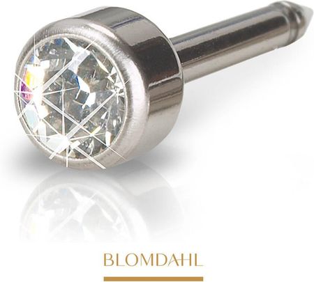 Blomdahl Kolczyk do przekłuwania uszu Bezel Crystal 5 mm naturalny tytan medyczny