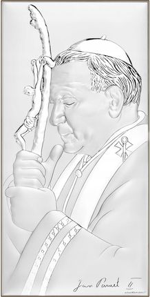 Srebrny Obrazek Jan Paweł II 7x14 CM Z Grawerem
