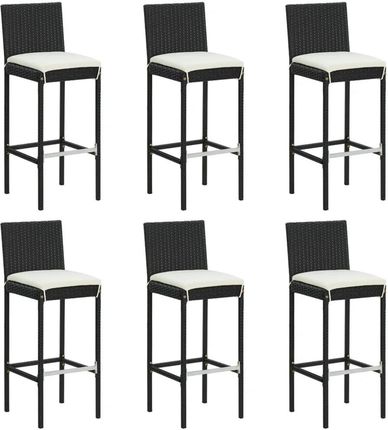 vidaXL Krzesła Barowe Z Poduszkami 6 Szt. Czarne Polirattan 13452-362578