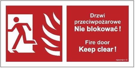 Libres Polska Sp Bc050 Drzwi Przeciwpożarowe, Nie Blokować ! Fire Door, Keep Clear ! Lewostronne (30x15 Cm, Ts Płyta Td Foto.)