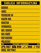 Libres Polska Sp Oa092 Budowlana Tablica Informacyjna (W Jednym Kolorze) (45x65 Cm, Bn Płyta Żółta 0,6Mm)