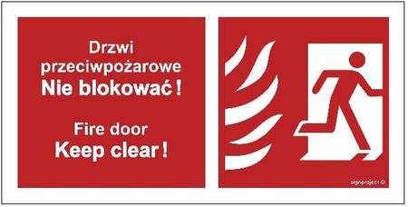 Libres Polska Sp Bc049 Drzwi Przeciwpożarowe, Nie Blokować ! Fire Door, Keep Clear ! Prawostronne (30x15 Cm, Kn Folia Podłogowa)