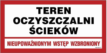 Libres Polska Sp Jd031 Teren Oczyszczalni Ścieków. Nieupoważnionym Wstęp Wzbroniony (40x20 Cm, Pn Płyta 1Mm)