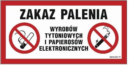Libres Polska Sp Nc123 Zakaz Palenia Wyrobów Tytoniowych I Papierosów Elektronicznych (80x40 Cm, Pn Płyta 1Mm)