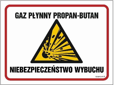 Libres Polska Sp Nb012 Gaz Płynny Propan Butan Niebezpieczeństwo Wybuchu (60x45 Cm, Fn Folia Samoprzylepna)