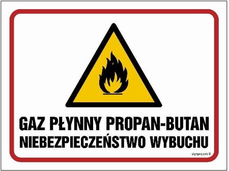Libres Polska Sp Nb025 Gaz Płynny Propan Butan. Niebezpieczeństwo Wybuchu /Pożaru/ (80x60 Cm, Pn Płyta 1Mm)