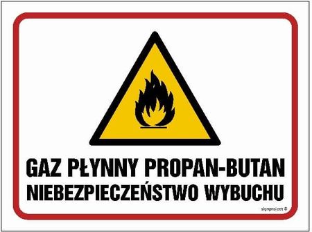 Libres Polska Sp Nb025 Gaz Płynny Propan Butan. Niebezpieczeństwo Wybuchu /Pożaru/ (30x22,5 Cm, Fn Folia Samoprzylepna)