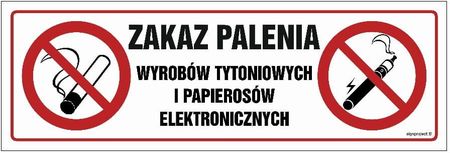 Libres Polska Sp Nc089 Zakaz Palenia Wyrobów Tytoniowych I Papierosów Elektronicznych (90x30 Cm, Pn Płyta 1Mm)