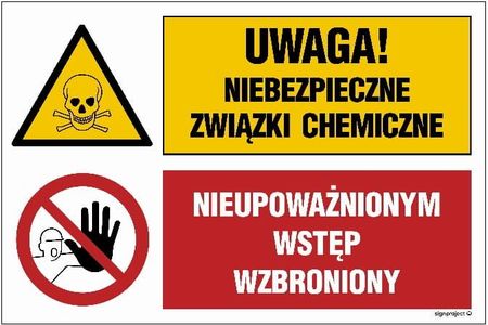 Libres Polska Sp Gn004 Uwaga! Niebezpieczne Związki Chemiczne Nieupoważnionym Wstęp Wzbroniony (45x30 Cm, Fs Folia Samoprzylepna Foto.)