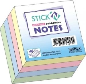Corex Notes samoprzylepny kostka 76x76mm 400 karteczek mix 4 kolorów PASTEL (21013)