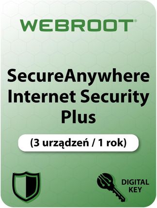 Webroot SecureAnywhere Internet Security Plus (EU) (3 narzędzie / 1 rok) (Cyfrowy klucz licencyjny)