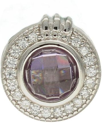 Diament Charms Moments srebrny 925 okrągły z fioletową cyrkonią