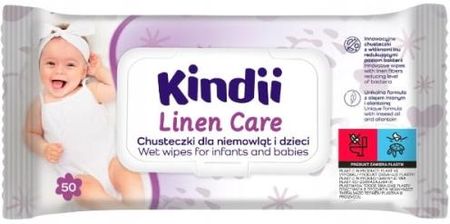 Kindii Linen Care Chusteczki nawilżane dla niemowląt i dzieci 50szt