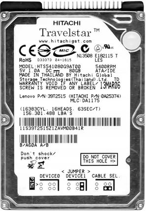 Lenovo 80Gb 5.4K Ata 2.5'' Hts541080G9At00 (39T2515)