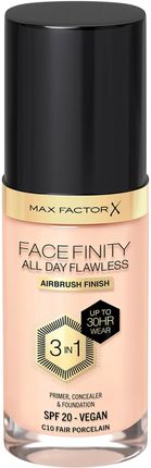 Max Factor Facefinity All Day Flawless 3 In 1 Vegan Foundation 30Ml Various Shades C10 Fair Porcelain