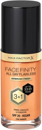 Max Factor Facefinity All Day Flawless 3 In 1 Vegan Foundation 30Ml Various Shades C90 Amber