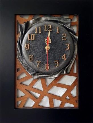 Art Deco Zegar Ścienny Nowoczesna Forma Skóra + Drewno Na Jubileusz (Az32)