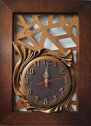 Art Deco Zegar Ścienny Na Jubileusz Drewniana Rama Oryginalna Forma (Az33)