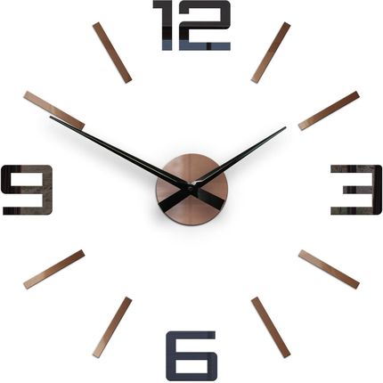 Modern Clock Zegar Ścienny Silver Xl 60Cm Miedziany Czarny 3D Czytelny