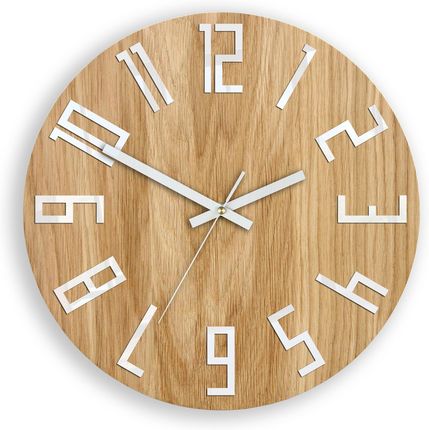 Modern Clock Zegar Ścienny Drewniany Slim Dąb Biały