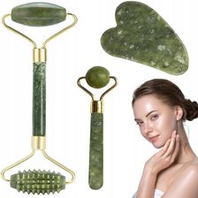 MASAŻER DO TWARZY Z JADEITU ZESTAW ROLLER WAŁEK
