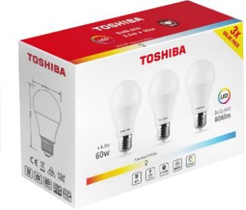 Żarówka LED E27 A60 8,5W neutralny biały (nw) 3 szt. - Toshiba 00168876