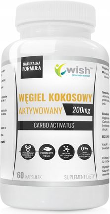 Wish Pharmaceutical Węgiel Kokosowy 200Mg Aktywowany Aktywny Vege 60Kaps