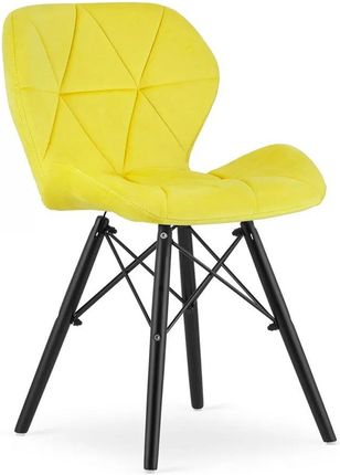 Elior Żółte Pikowane Welurowe Krzesło Zeno 6X 29038