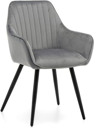 Home Design Krzesło Passo Tapicerowane Pikowane Welurowe Jasnoszare 354