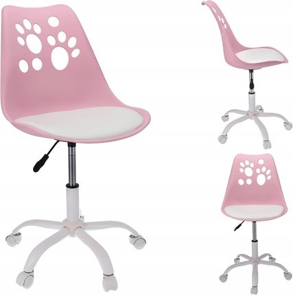 Krzesło obrotowe na kółkach dziecięce - różowo-białe