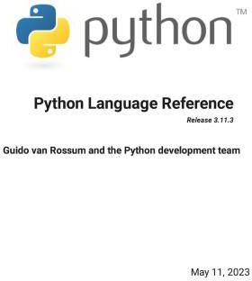 Python Language Reference Release 3.11.3 - Literatura obcojęzyczna ...